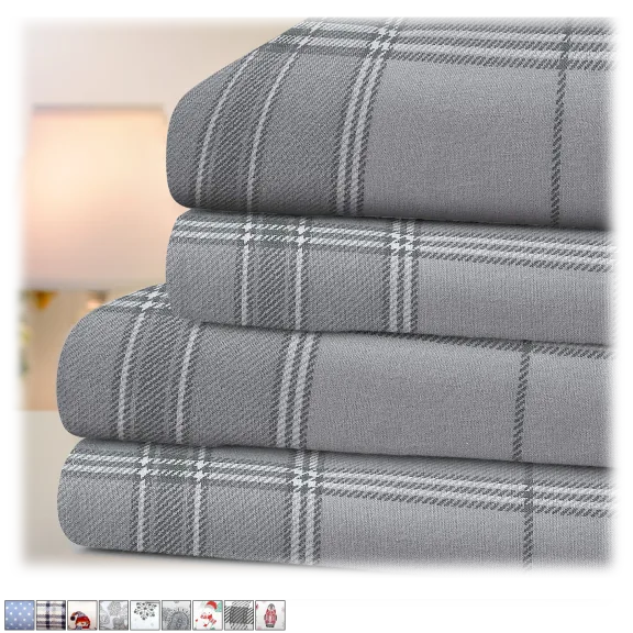 Bibb Home Printed Flannel Sheet Set