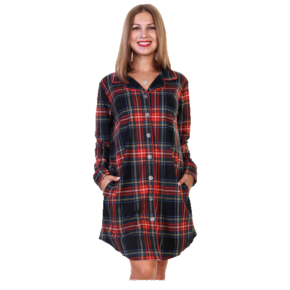 Angelina Women's Flannel Button Down Sleep Shirt Dress Pajama