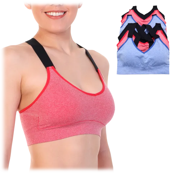 6-Pack: Angelina Seamless, Wire-free Cross Back Bralette