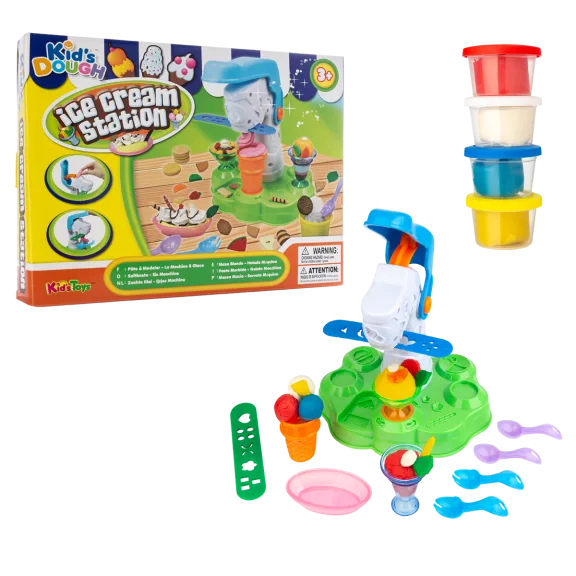 Super Toys 17-Piece Dough Swirl n' Serve Ice Cream Station Playset