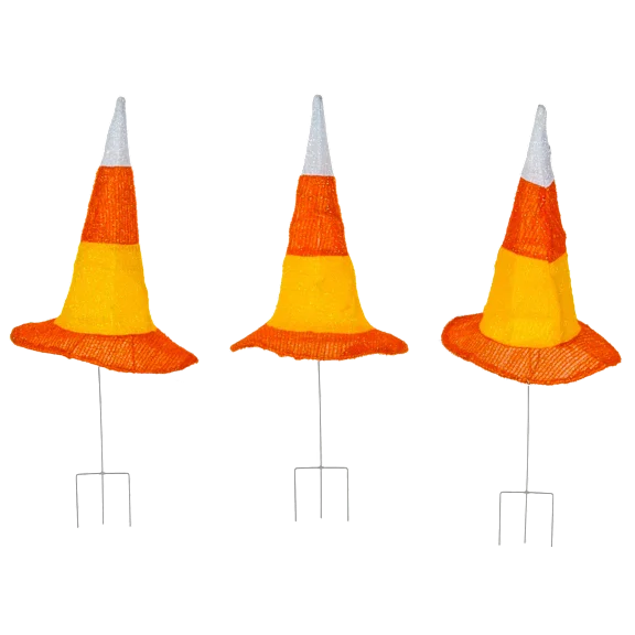 National Tree Company 3D Candy Corn Colored Witch's Hat Garden Stakes