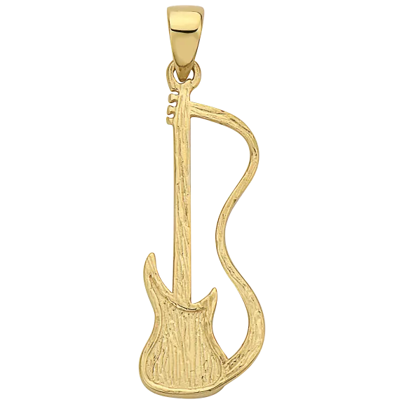 Pori Jewelers 14K Two Toned Gold Simple Guitar with Texture Pendant