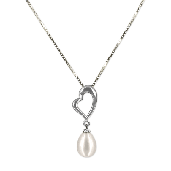 SUNSHINE COAST COLLECTION "I Love You" 18K White Gold Filled Pearl Pendant