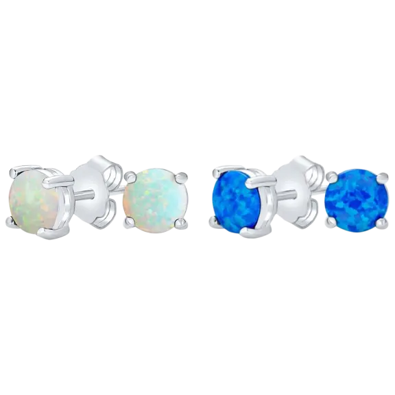 Tamborat Lab-Created White Fire Opal Earring Set
