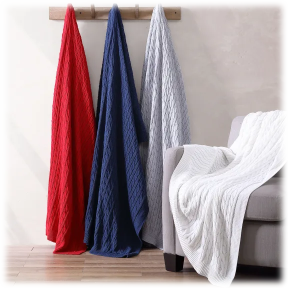 The Nesting Company Oak 100% Cotton Cable Knitted 50" x 70" Throw