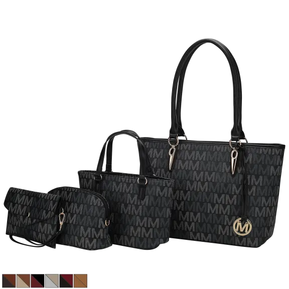MKF Collection 4-Piece Alexy Tote M Signature Handbag Set by Mia K