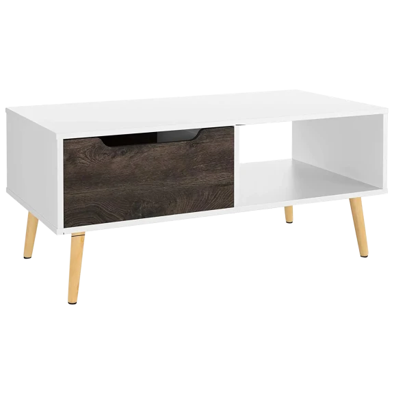 Homfa Modern Coffee Table with Storage Shelf and Drawer