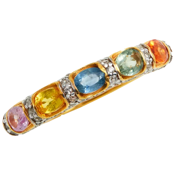 Savvy Cie 1.00 Carat TW Multi-Color Sapphire Ring