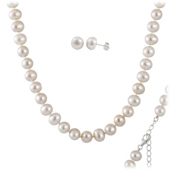 Splendid Pearls 8-8.5mm Freshwater Pearl Necklace & Earring Set