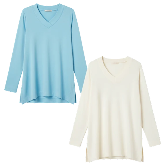 2-Pack: Isaac Mizrahi Live! Essentials Trapeze Hem V-Neck Tunic