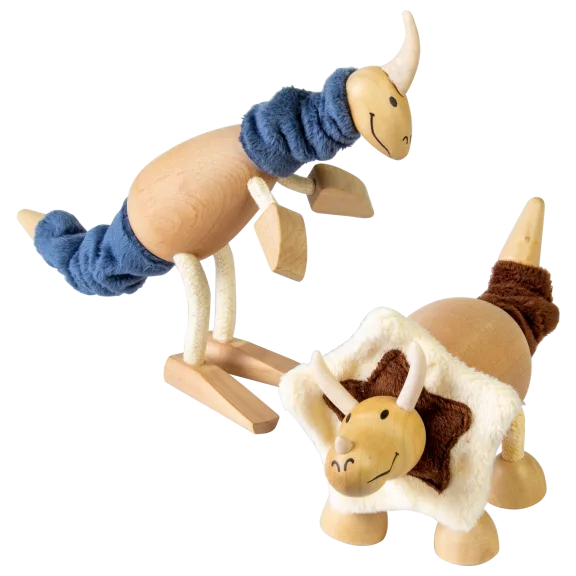 2-Pack: Anamalz Bendable Wooden Dinosaur Toys