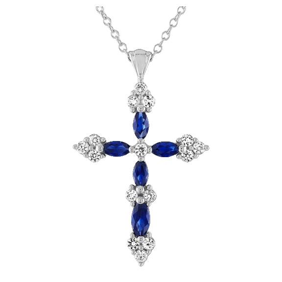 Niss & Niflaot Jewelry Elegant Diamond Cross Necklaces in 18K White Gold Plated