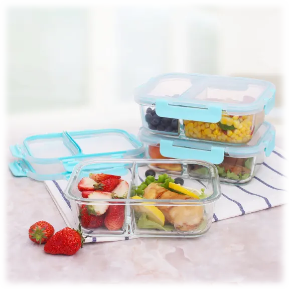 Genicook 6-Piece Glass Dual-Compartment Food Storage Set