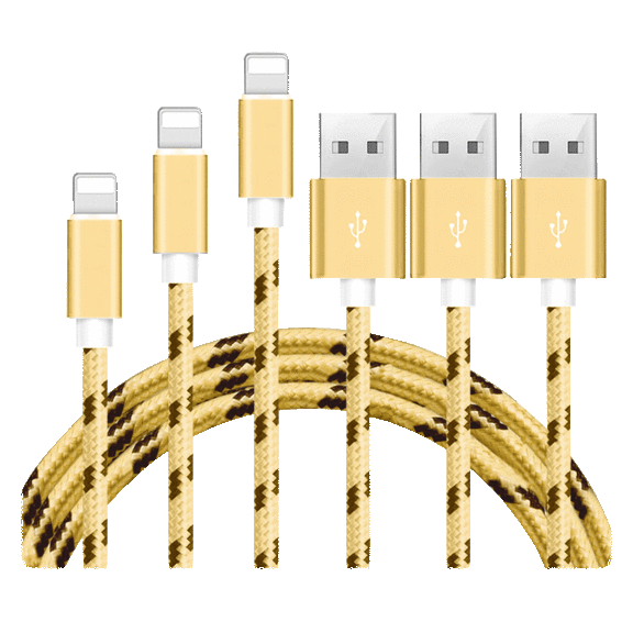 3-Pack: 10ft Tangle Resistant Cords Heavy Duty iPhone Lightning Cable