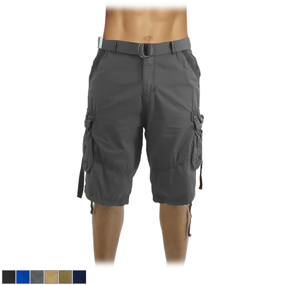 Men's Cotton Cargo Belted Utility Shorts