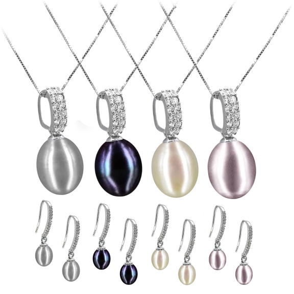 Pacific Pearls Sulu Sea 18K Gold Diamond Drop Earrings and Pendant Set