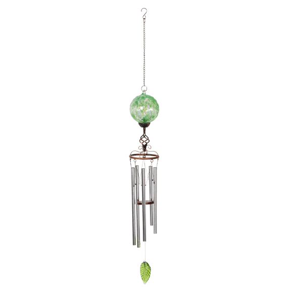 Exhart Solar Pearlized Glass Honeycomb Ball Wind Chime