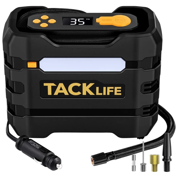Tacklife 12V Portable Air Compressor with 3 LED Lights