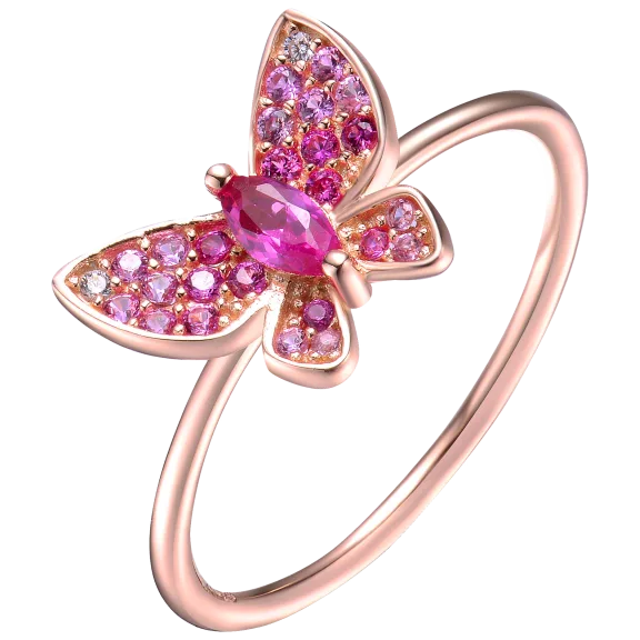 RelavenO Stylish Sterling Silver Butterfly Ring