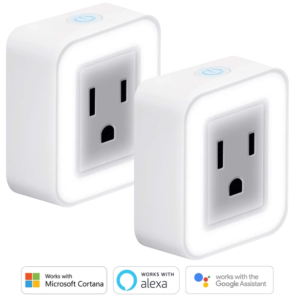 2-Pack: Geeni SWITCH GLO Smart Wi-Fi Plug with Night Light