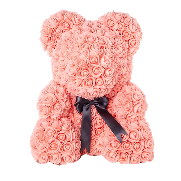 The Forever Rose Petal Teddy Bear with Ribbon