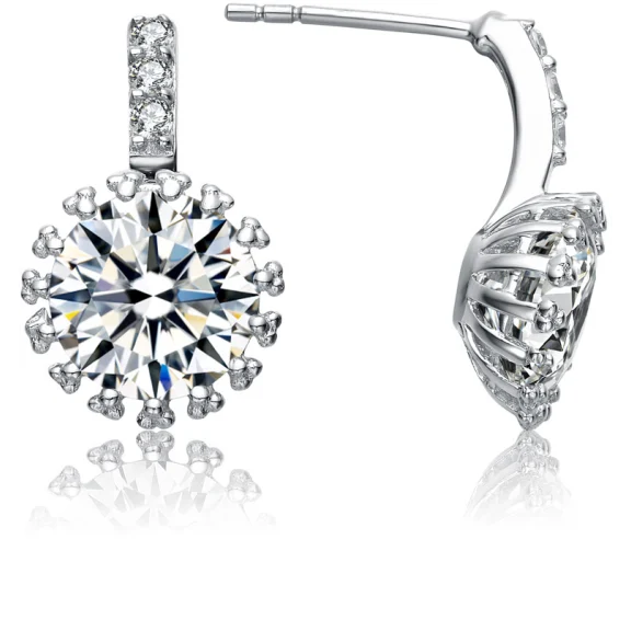 Sterling & CZ Brilliant Cut Drop Earrings