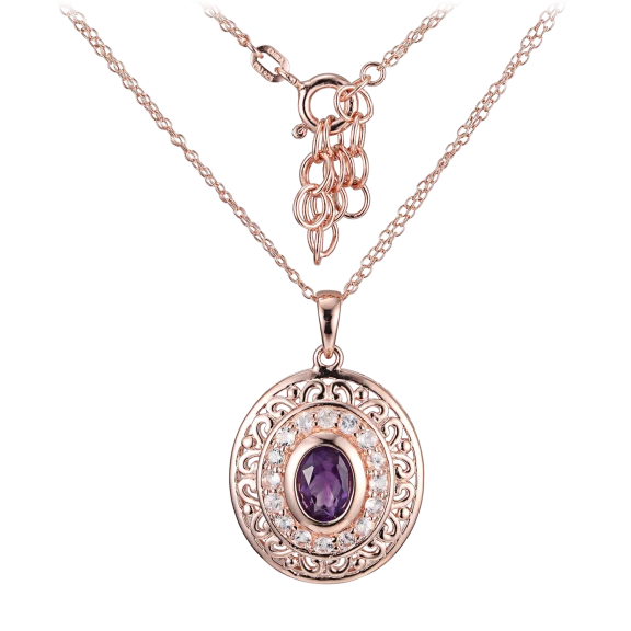 Morgan & Paige Rose Gold Pendant with African Amethyst & White Topaz
