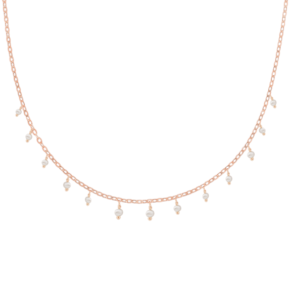 Savvi Cie Rose Gold Vermeil Genuine Japanese Seed Pearl Choker