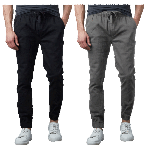 2-Pack: Men's Slim Fitting Cotton Stretch Classic Twill Joggers