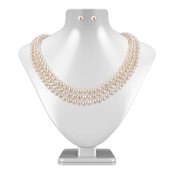 TARA ISLAND COLLECTION Triple Strand Necklace & Earring Set
