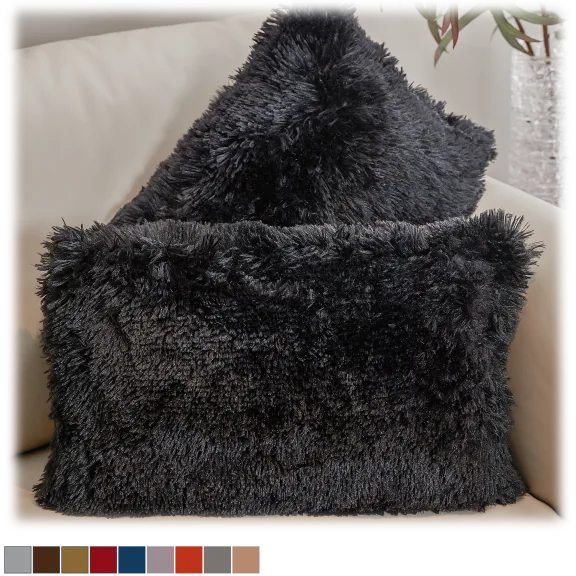 Cheer Collection Duo Set 12"x20" Shaggy Hair Decorative Throw Pillows