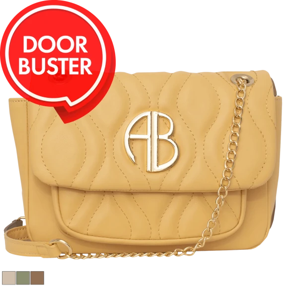 Alexis Bendel Vegan Leather Quilted Crossbody Handbag with Chain Strap