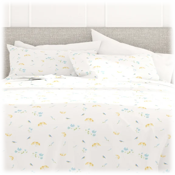 4-Piece: Cloth and Gable Bed Sheets Set Premium Ultra Soft with Bluebird Pattern