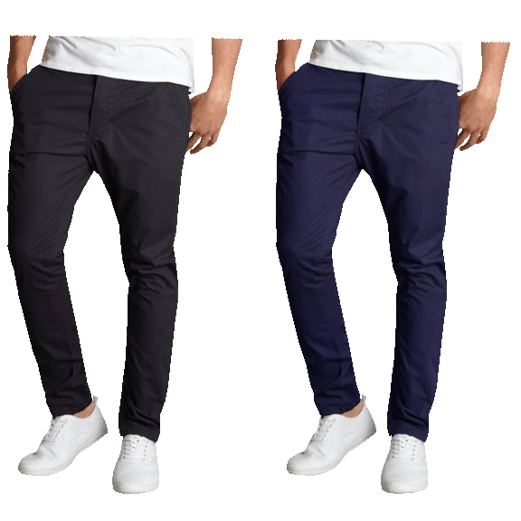 2-Pack: Men's Cotton Stretch Slim-Fit Classic Chinos