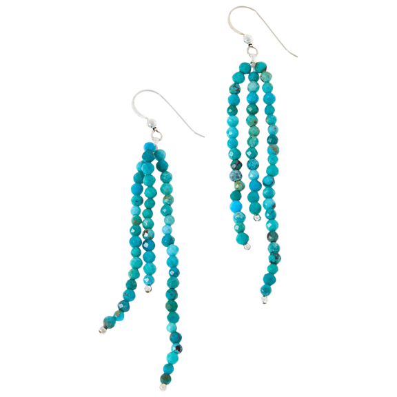 Jay King Sterling Silver Turquoise Bead Tassel Drop Earrings