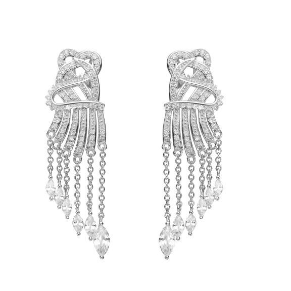 Megan Walford Lab Created Diamond Pretzel Earrings Rhodium Plated Over Sterling