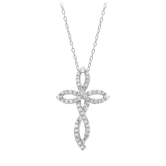 Diamond Muse Sterling Silver 1/4 Carat TW Diamond Cross Pendant Necklace