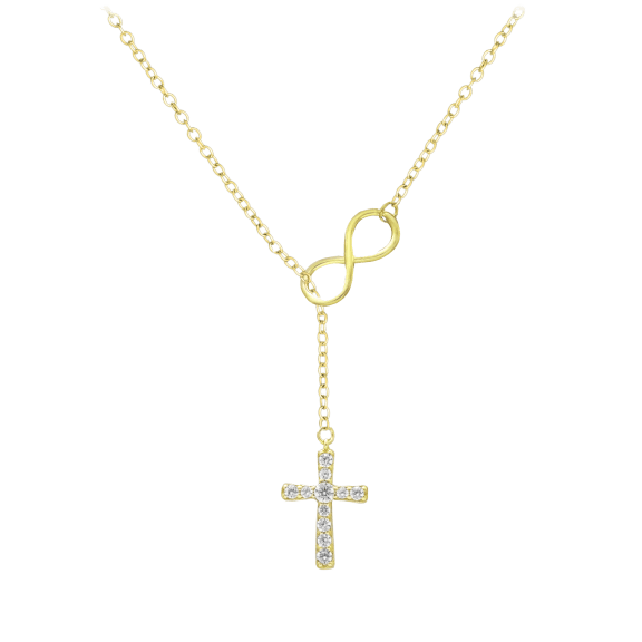 Savvy Cie 18K Gold Adjustable Infinity Cross Necklace