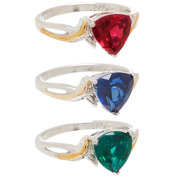 Edgewater Sterling Silver & 10K Yellow Gold Trillion Ring