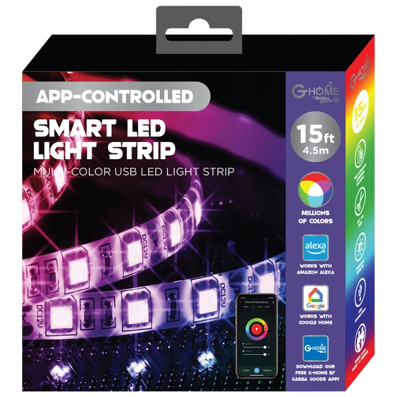 G-Home Smart RGBW 15FT LED Light Strip w/ Alexa & Google Compatibility