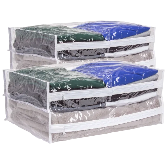4-Pack: Clearly Organized Clear Sweater Storage Bags with Nylon Zipper