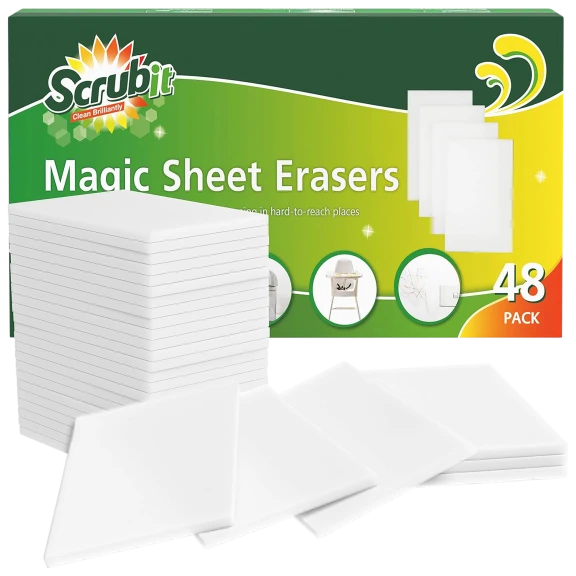48-Pack: Scrub-It Eraser Sheets Magic Cleaning Sponges