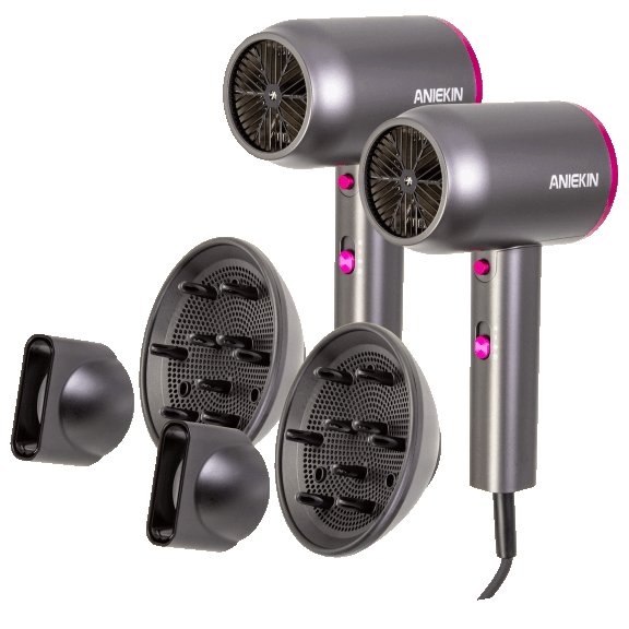 2-Pack: ANIEKIN Ionic Professional Hair Dryer with Attachments