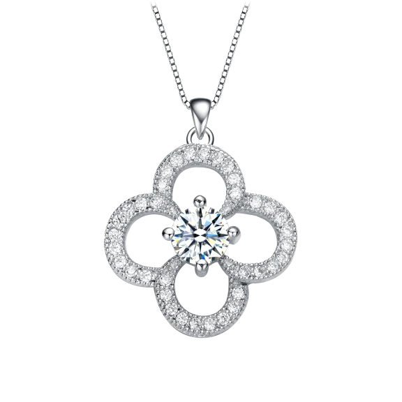 RelavenO Elegant Cubic Zirconia Flower Pendant Necklace
