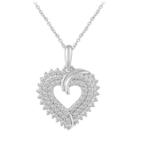 Prime and Pure 1/2 Carat Open Heart Necklace Pendant in 925 Sterling Silver