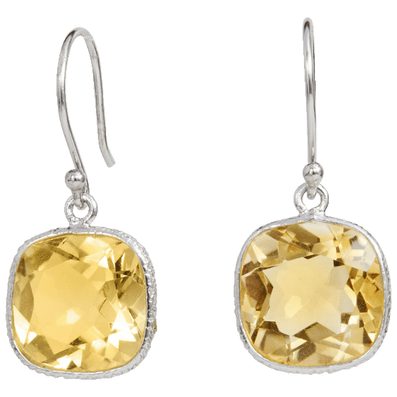 Savvy Cie 10 Carat TGW Genuine Citrine Cushion Shape Drop Earring Set