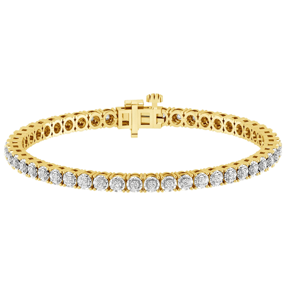 Diamond Muse Yellow Gold 1.00 CT T.W. Real Diamond Circle Link Tennis Bracelet