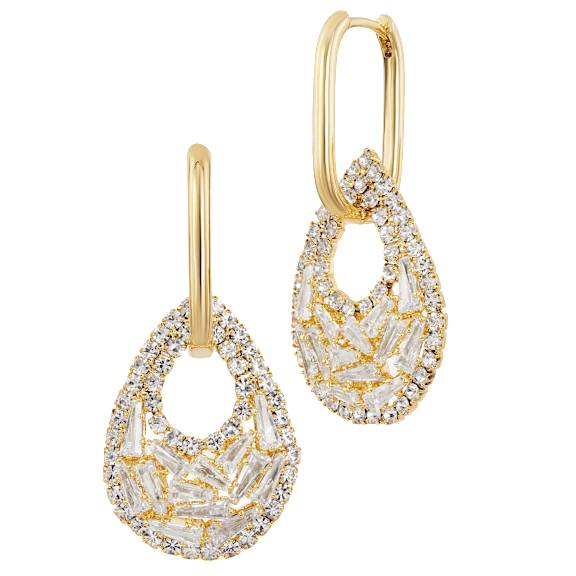 Savvy Cie Pave Teardrop Dangle Earrings