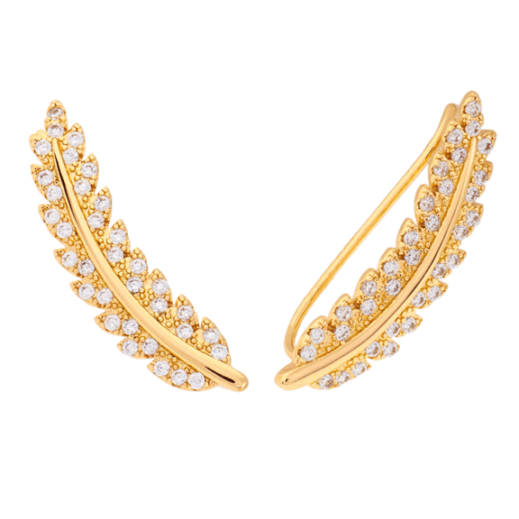 Sole du Soleil Lily 18k Gold Plated Leaf Crawler Earrings
