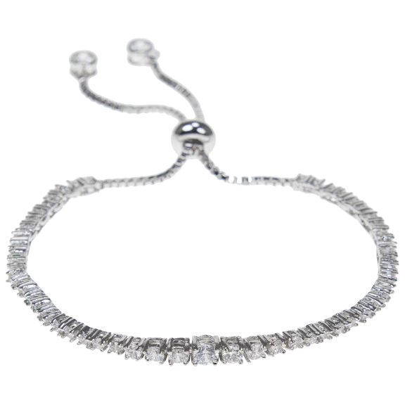 Kenneth Jay Lane 8 CT TW CZ Graduated Shamballa Adjustable Bracelet